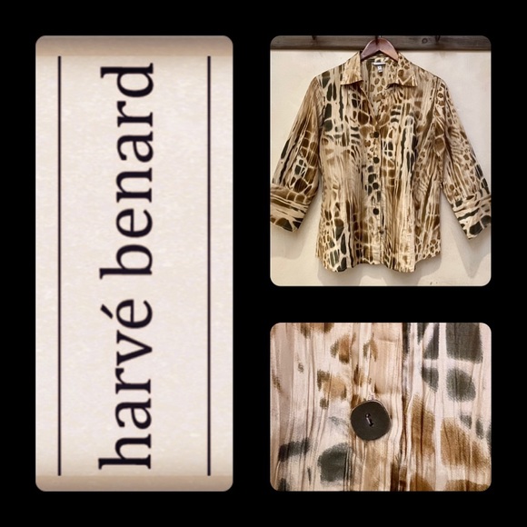 🪶3/$35 HARVÉ BENARD N.Y. Funky-Style Ombre Leopard L/S Button Down Shirt… - Picture 1 of 16